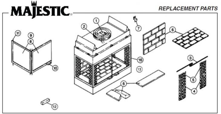 Majestic BAY36 / CV36 / IS36 replacement parts diagram