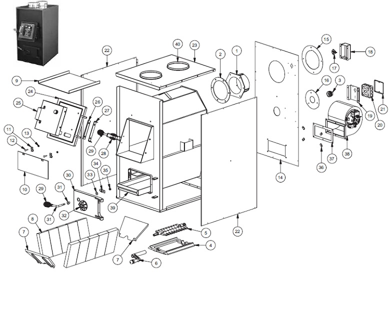 Hotblast Furnace 1300 replacement parts diagram
