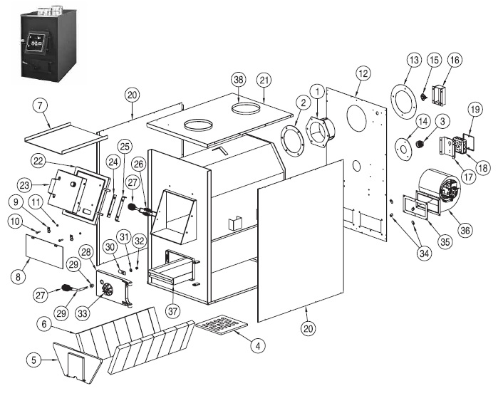 Hotblast Furnace 1400 replacement parts diagram