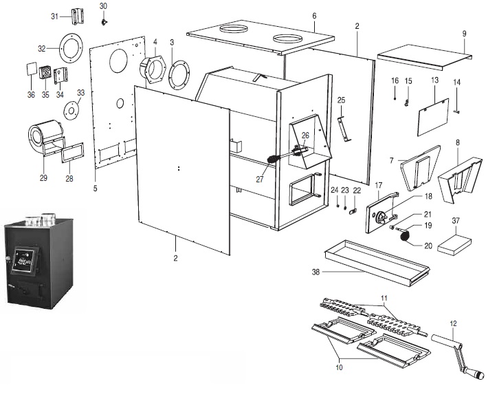 Hotblast Furnace 1500 replacement parts diagram