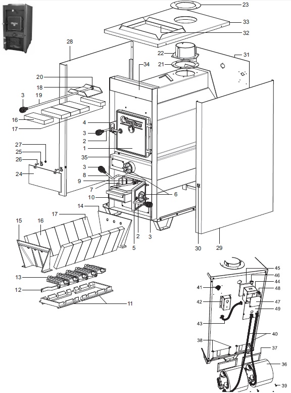 Clayton Furnace 1602M replacement parts diagram