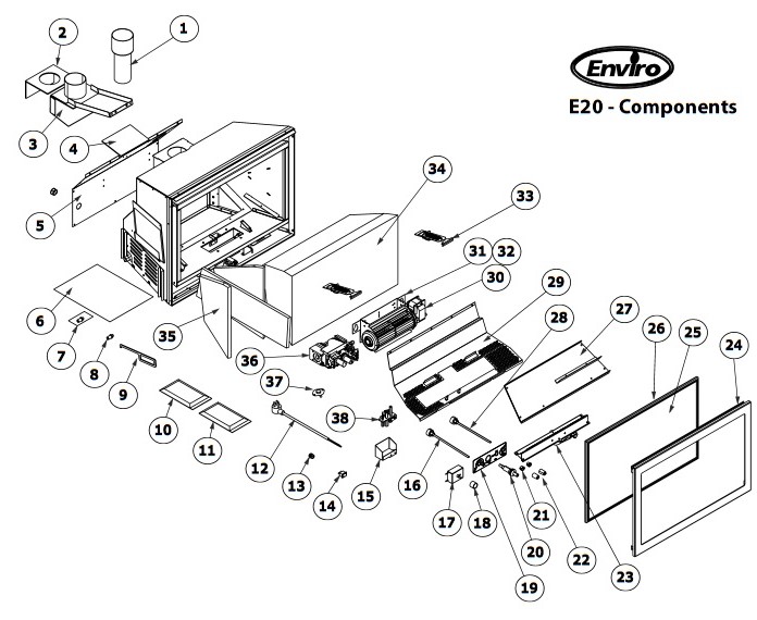 Enviro E20 Gas - 1 Parts Diagram | Mountain View Hearth Products
