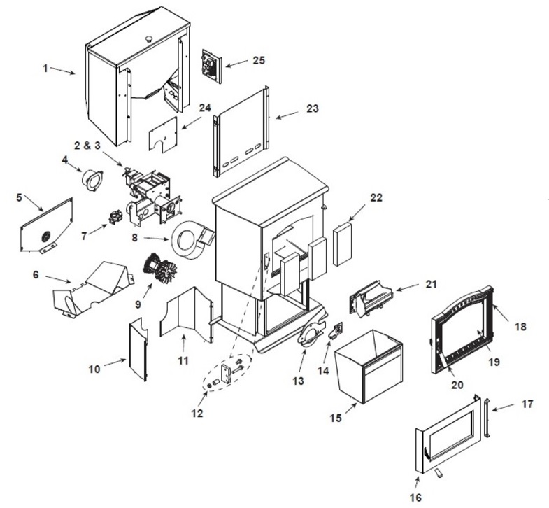 Harman P68 Pellet replacement parts diagram