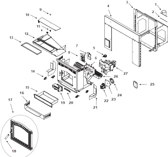 Harman P35i- Pellet replacement parts diagram