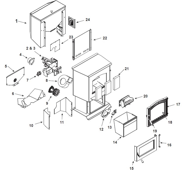 Harman P61-A Pellet replacement parts diagram