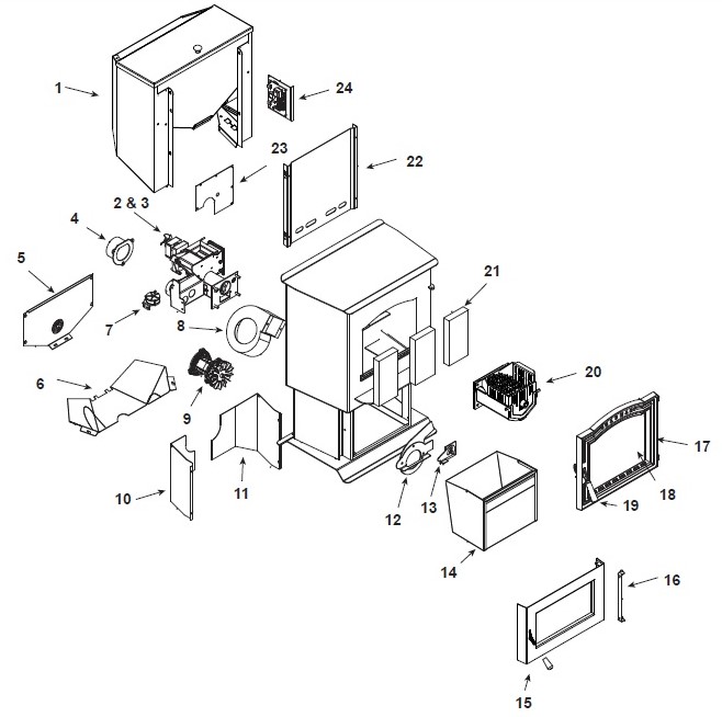Harman PC45 Pellet replacement parts diagram