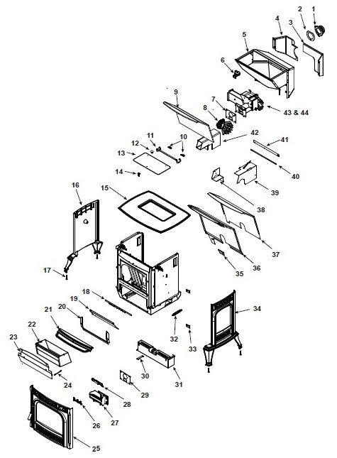Harman XXV Pellet replacement parts diagram