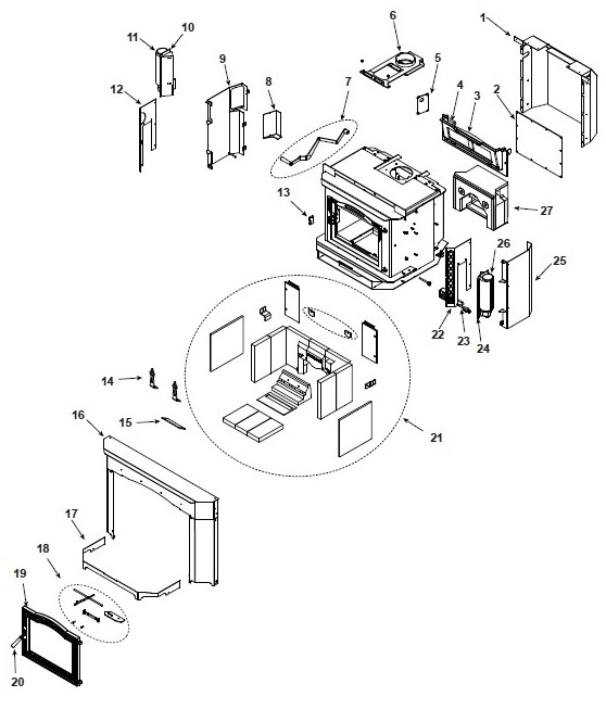 Harman 300i Wood replacement parts diagram
