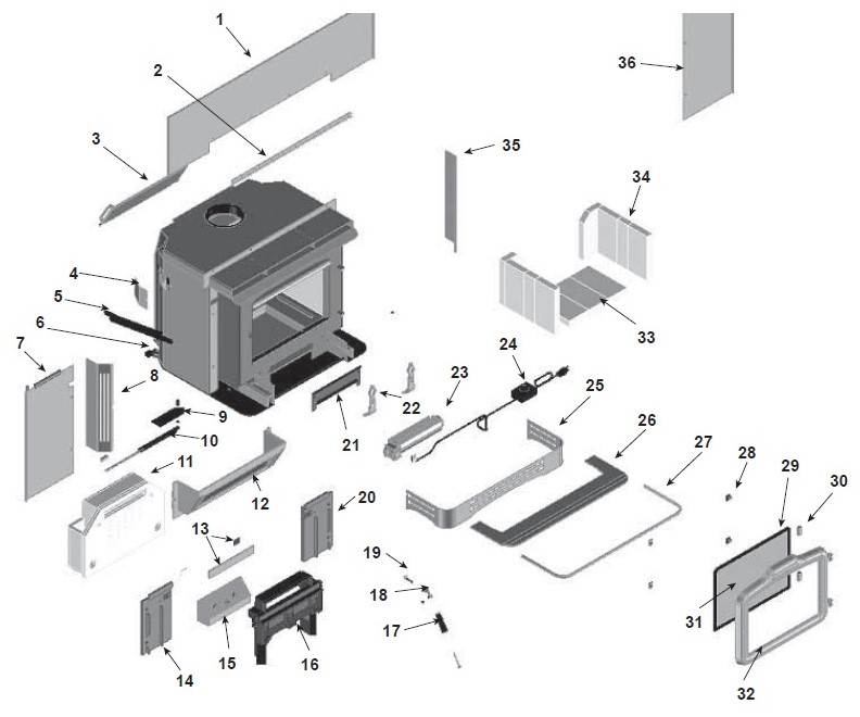 Harman Exception (F200) Wood replacement parts diagram
