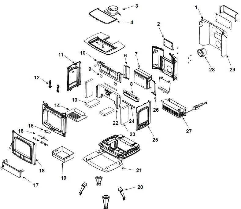 Harman Oakleaf Wood replacement parts diagram
