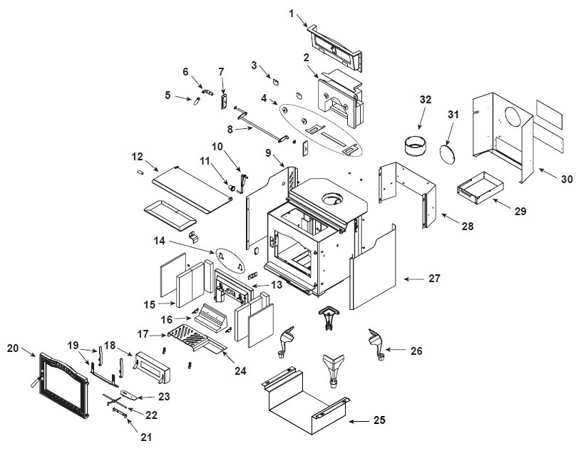 Harman TL 2.6 with Legs Wood replacement parts diagram