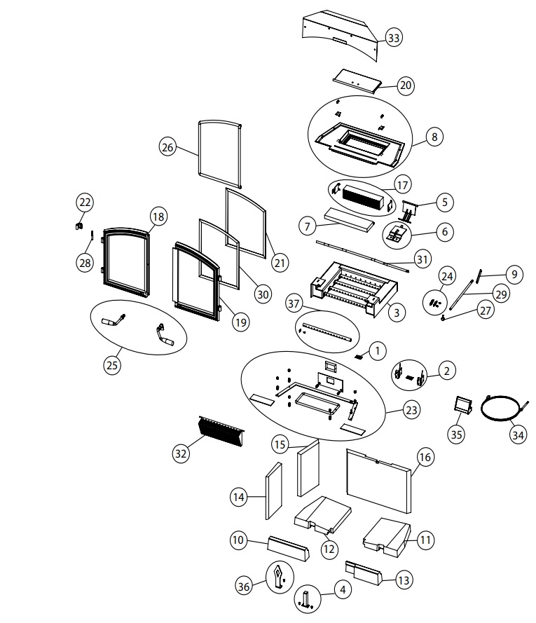 Napoleon NZ3000H replacement parts diagram