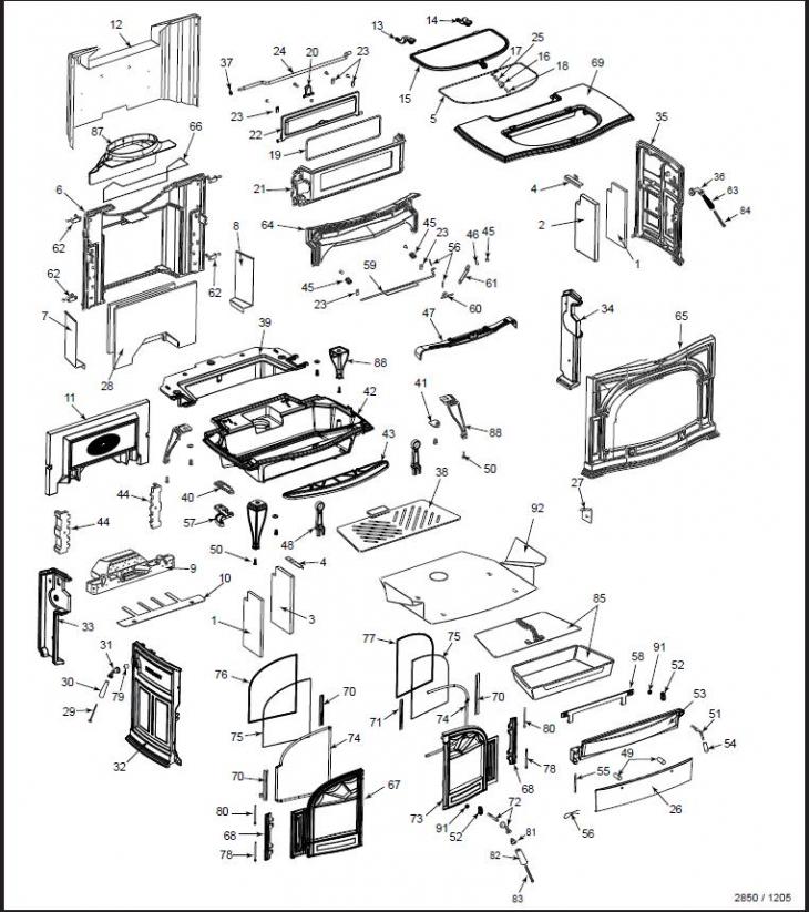 Vermont Castings Defiant 1610 NC replacement parts diagram
