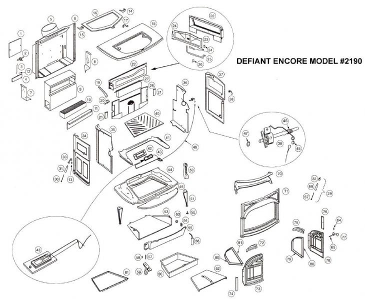 Vermont Castings Defiant Encore 2190 replacement parts diagram