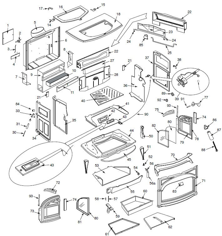 Vermont Castings Encore 2550 replacement parts diagram
