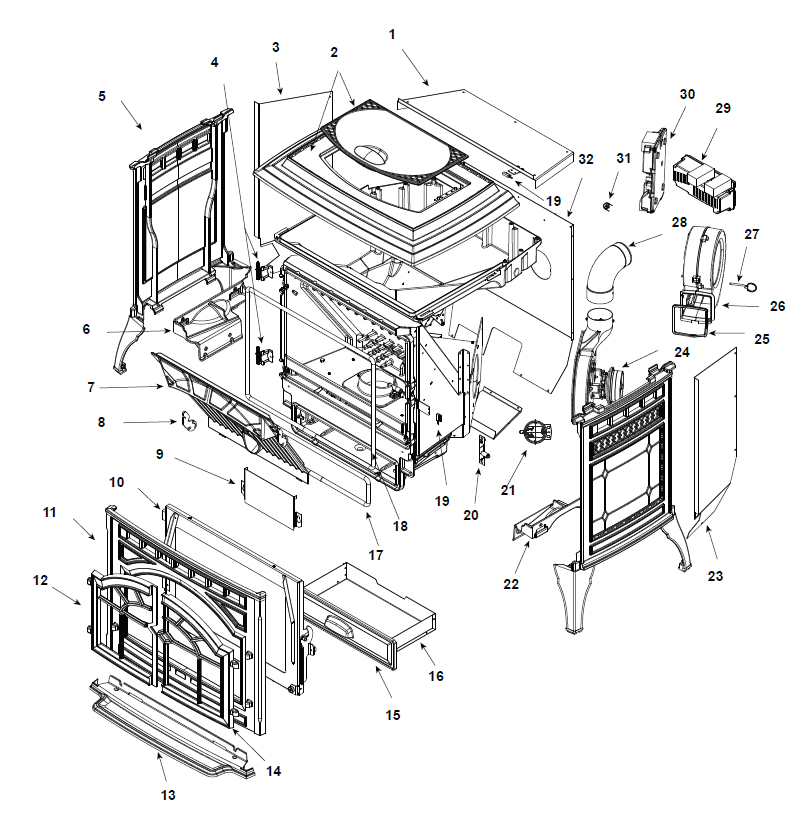 Mt. Vernon AE Pellet replacement parts diagram
