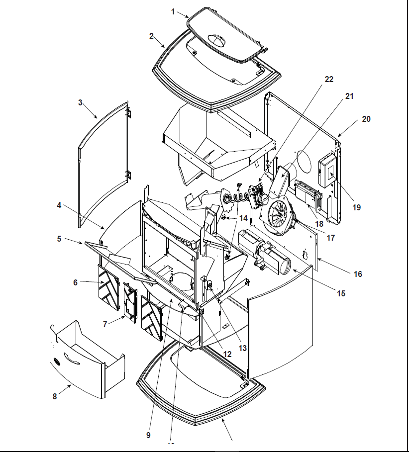 Quadrafire Santa Fe Pre 4/09 replacement parts diagram
