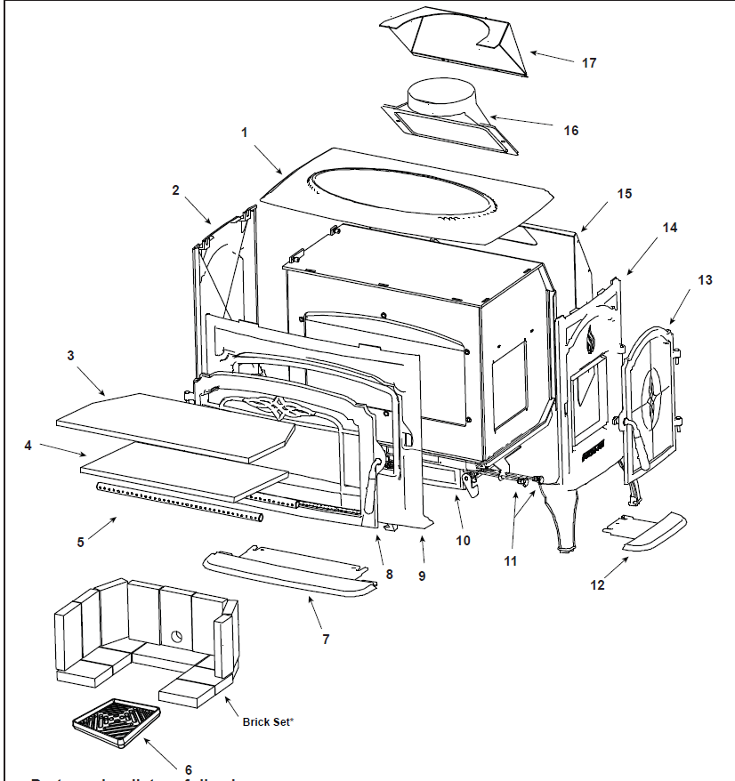Quadrafire Yosemite Wood replacement parts diagram