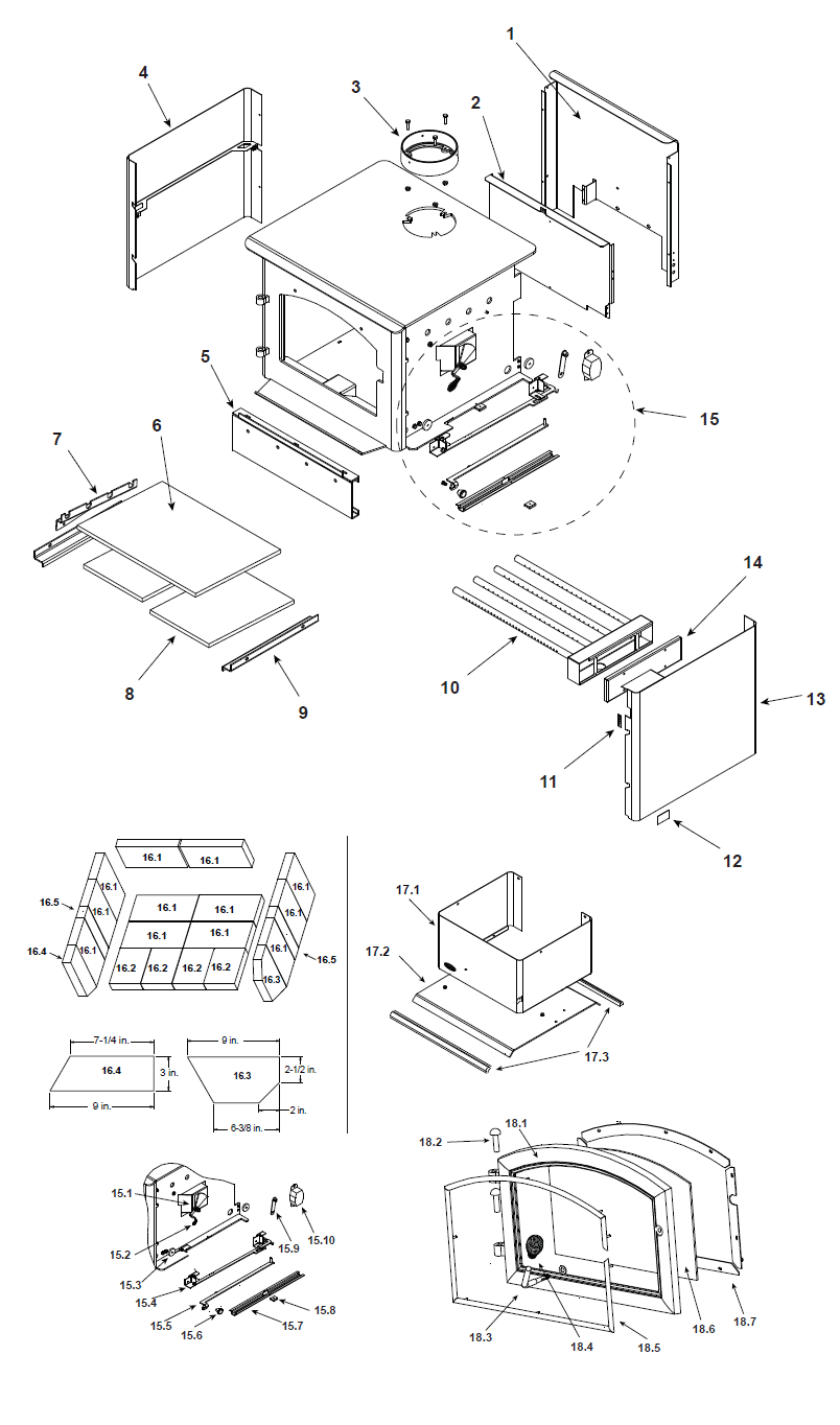 Quadrafire 43M-ACC Wood replacement parts diagram