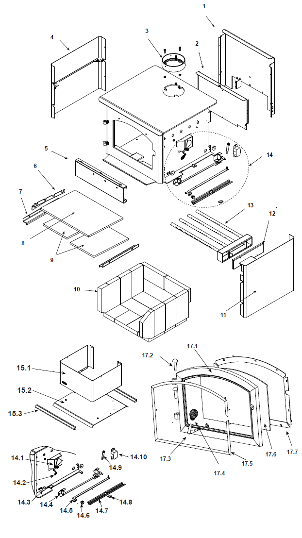 Quadrafire 31M-ACC-Wood replacement parts diagram