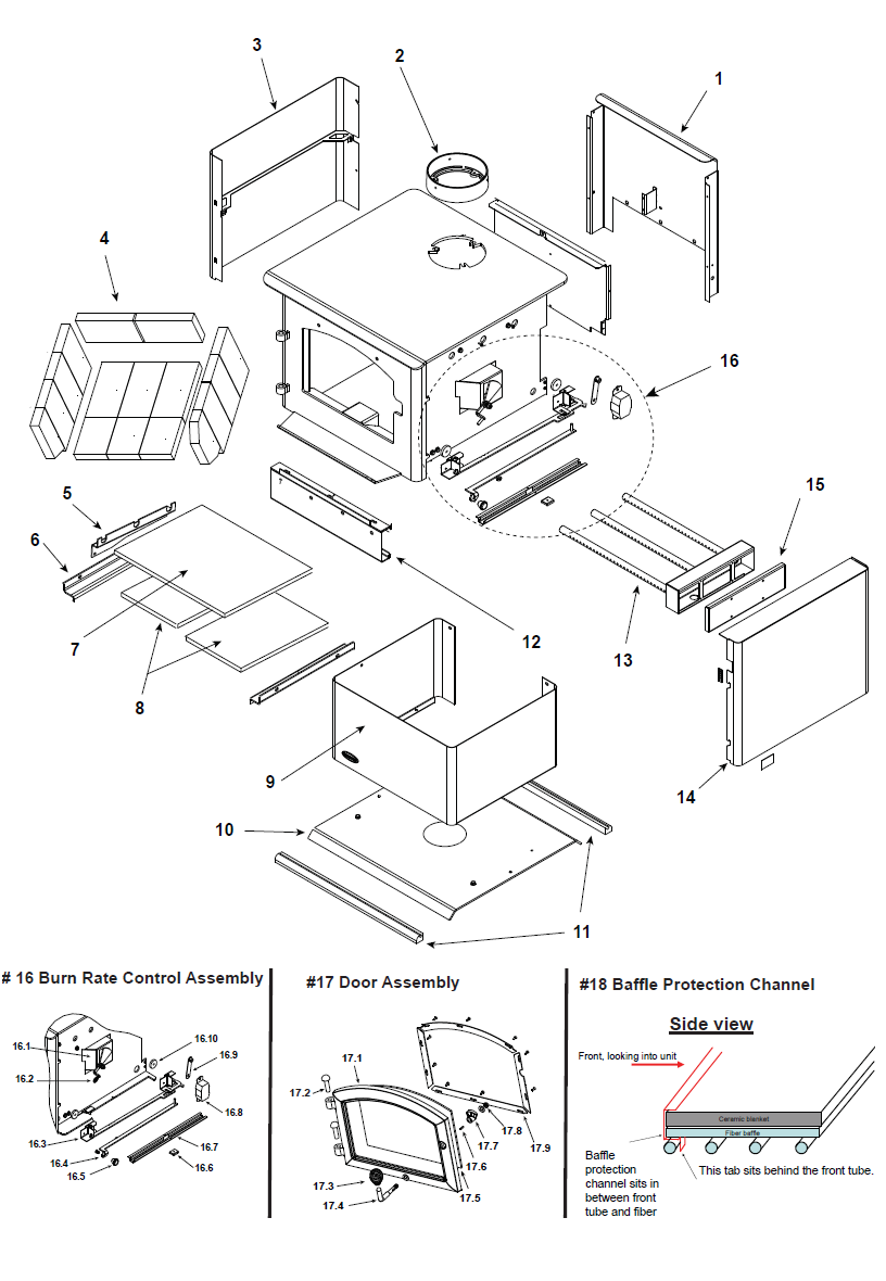 Quadrafire 21M-ACC Wood replacement parts diagram
