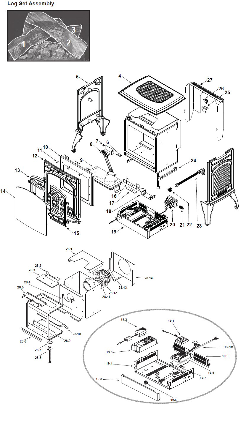 Quadrafire Garnet-IPI Gas replacement parts diagram