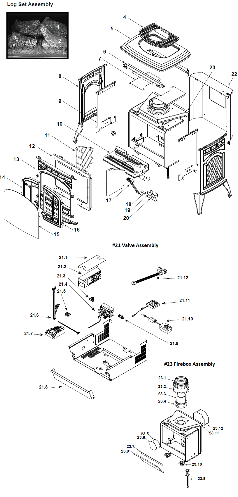 Quadrafire Sapphire-IPI Gas replacement parts diagram
