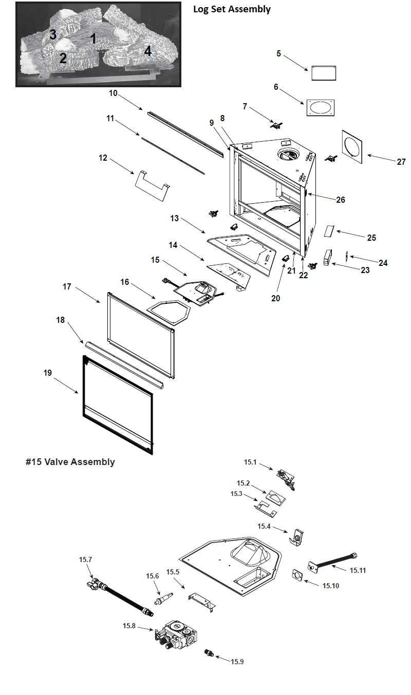 Heatilator NDV4842 Gas replacement parts diagram