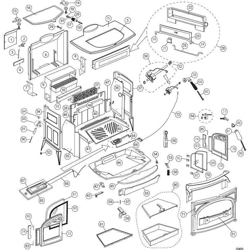 Vermont Castings Defiant 1910 replacement parts diagram