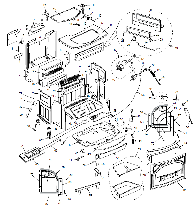 Vermont Castings Defiant 1945 replacement parts diagram