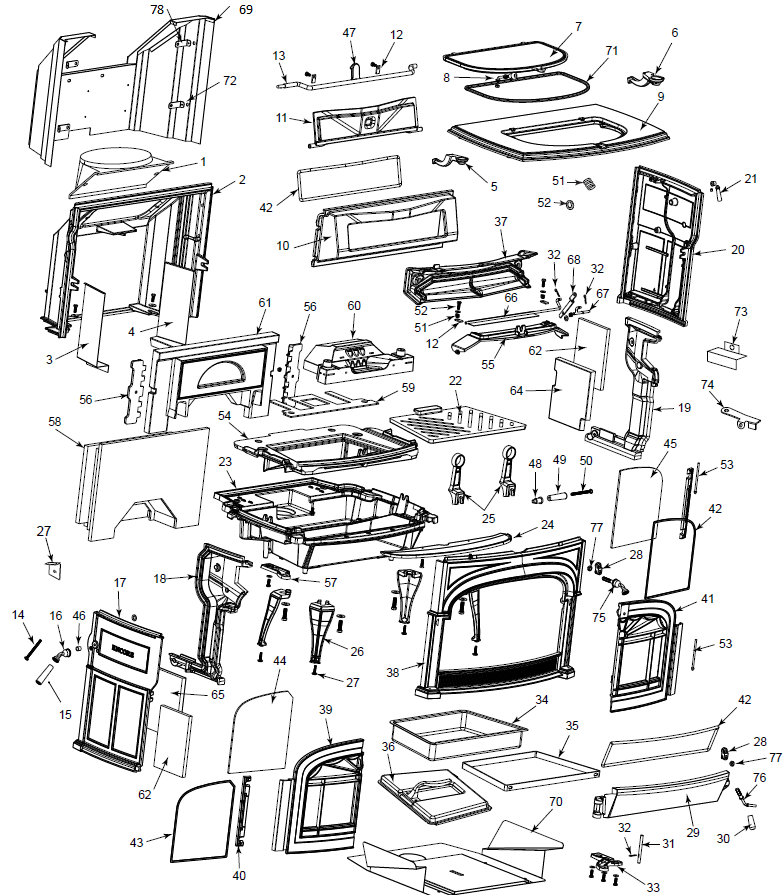 Vermont Castings Encore 1450 replacement parts diagram