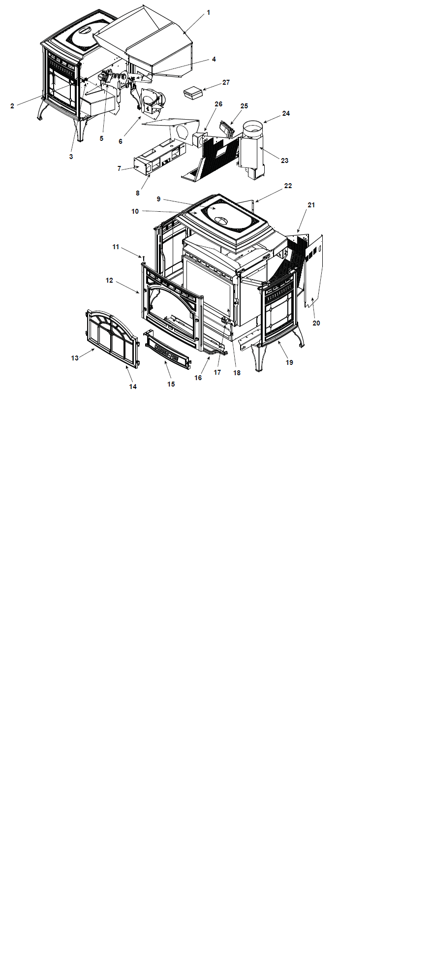 Quadrafire MT Vernon replacement parts diagram