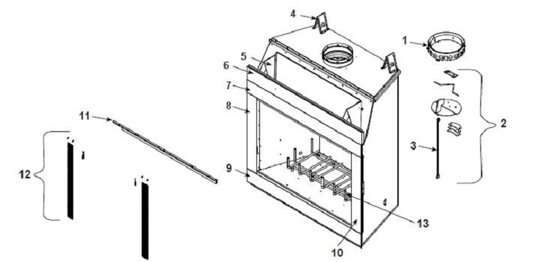 Heat N Glo EXCLAIM-42H Wood replacement parts diagram