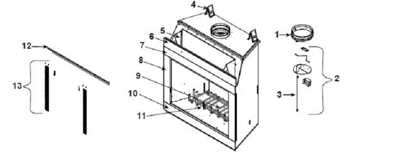 Heatilator ICON I80H Wood replacement parts diagram