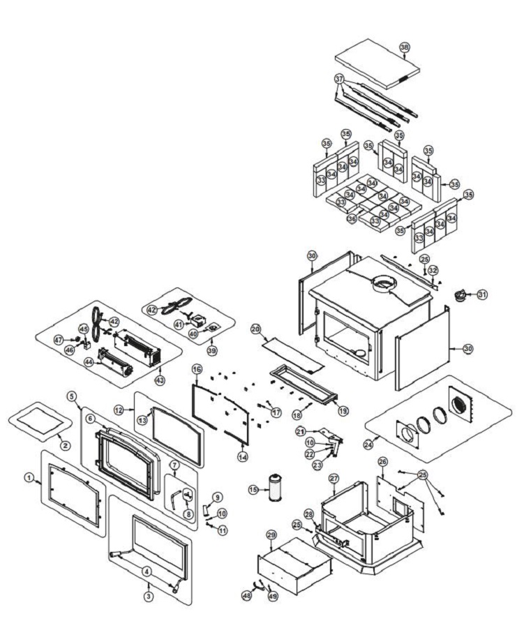 Osburn 3500 Wood replacement parts diagram