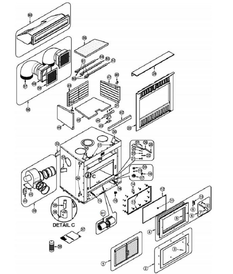 Valcourt FP14 Cartier Wood replacement parts diagram