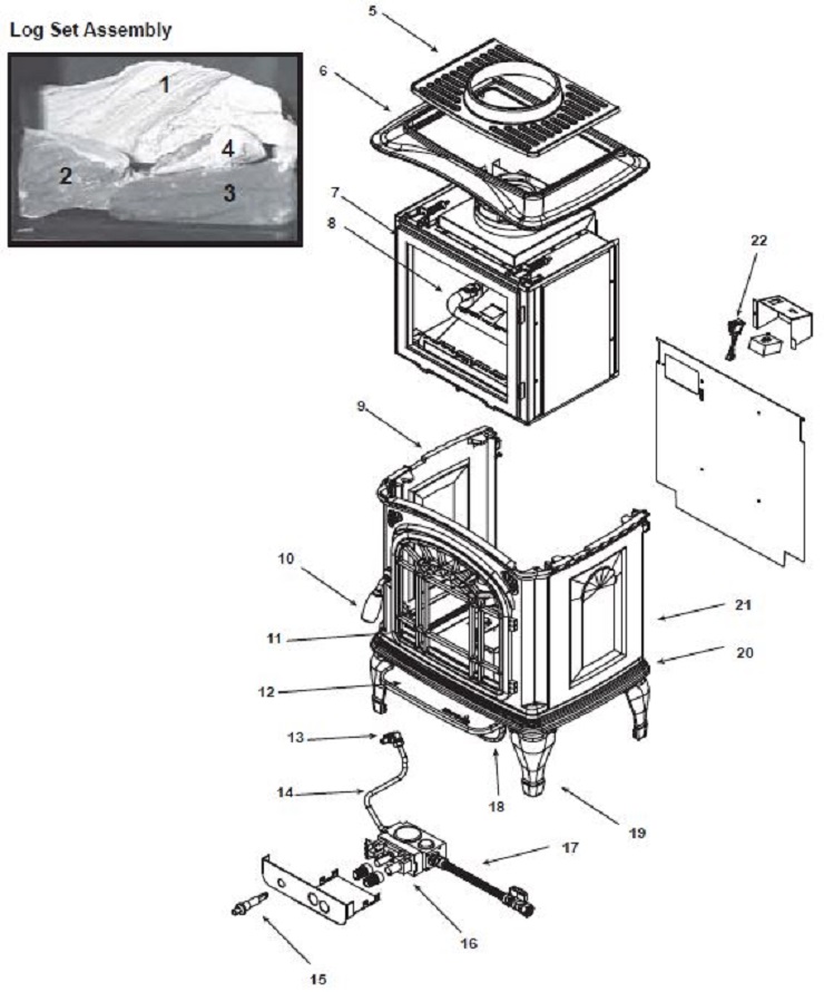 Heat N Glo Vienna I Gas replacement parts diagram