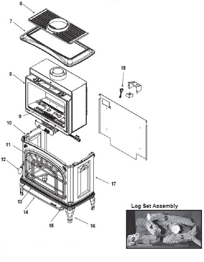 Heat N Glo Vienna II Gas replacement parts diagram