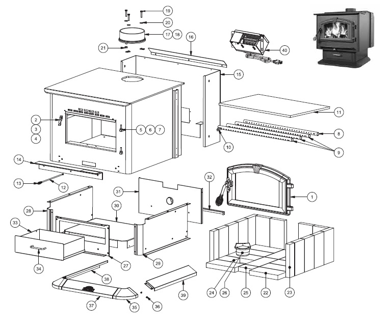 Plate Steel Wood Stove 3000